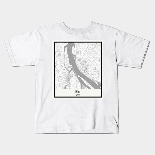 Map of Riga - Latvia Kids T-Shirt by AeTDesignPT